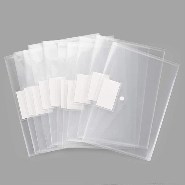 Plast 20-pack kuvert polykuvert, genomskinliga dokumentmappar A4 fil kuvert med etikettficka &