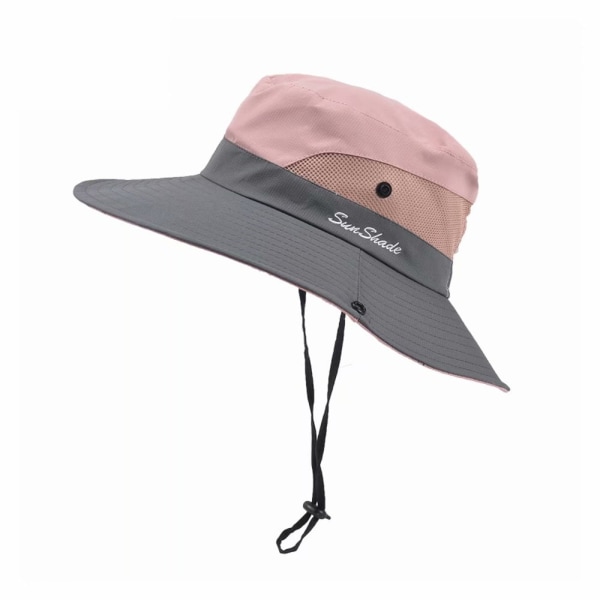 Kvinnors UV-skyddshatt för utomhusbruk Vikbar Mesh hatt med bred brätte för strandfiskehatt pink