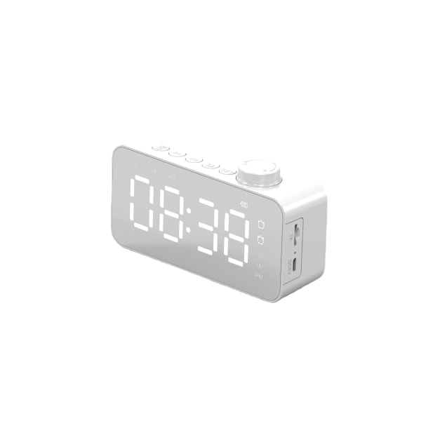 Creative korthögtalare klocka display bluetooth högtalare radio klocka högtalare spegel väckarklocka med knapp（Vit） white