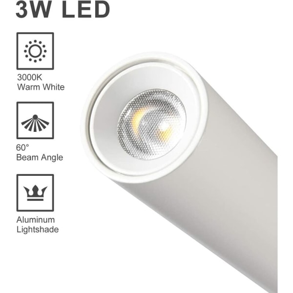 Vägglampa Läslampa Vägglampa 3W LED 3000K Läslampa Svanhalslampa, （Vit）