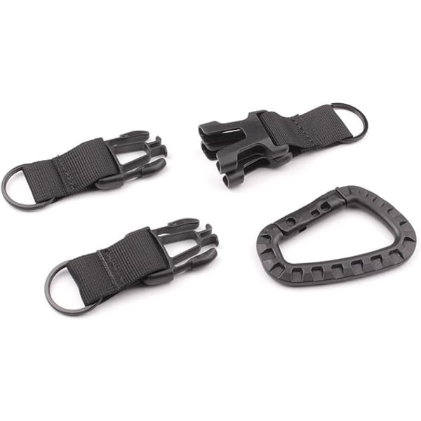 4-pack multifunktionellt nylon militärt spänne taktisk nyckel krok vävband karbinhake midjepakethållare tillbehör Black