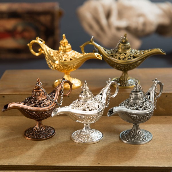 Aladdin magic lampa metall hantverk önskelampa aromaterapi spis heminredning kreativ dekoration barngåva copper