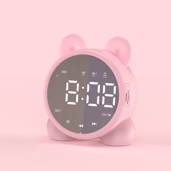 Bluetooth-kompatibel högtalare LCD Digital Display Väckarklocka Sleep Timer Barn Väckarklocka pink
