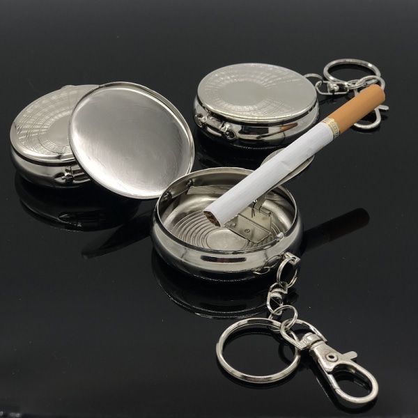 Creative askkopp med lock Mini Portabel askkopp Nyckelring Rostfritt stål