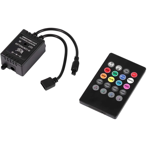 Bärbar LED-musikkontroll 20-knapps infraröd fjärrkontroll för RGB-flexibla färgskiftande lampor med ljudaktivering