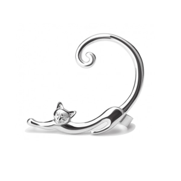 Underbara Cat Bite Ear Ring Ear Cuff Cat Ear Hängande örhänge silver