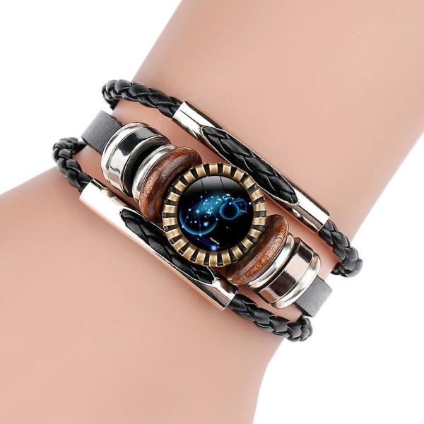 12 stjärntecken armband med neutralt konstläder vävt armband gåva