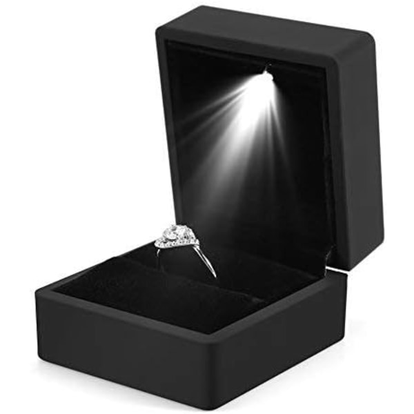 Smycken presentförpackning med LED-ljus, halsband Armband Ringar Hänge Display case för bröllopsförslag Förlovning Alla hjärtans dag
