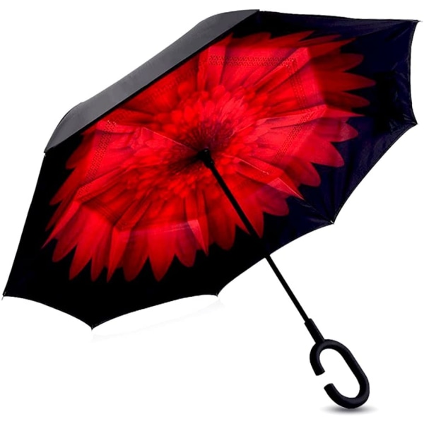 Paraply Vindtätt Vattentät Hands Free Bakåt Dubbellagers paraplyer öppnas och stänger automatiskt