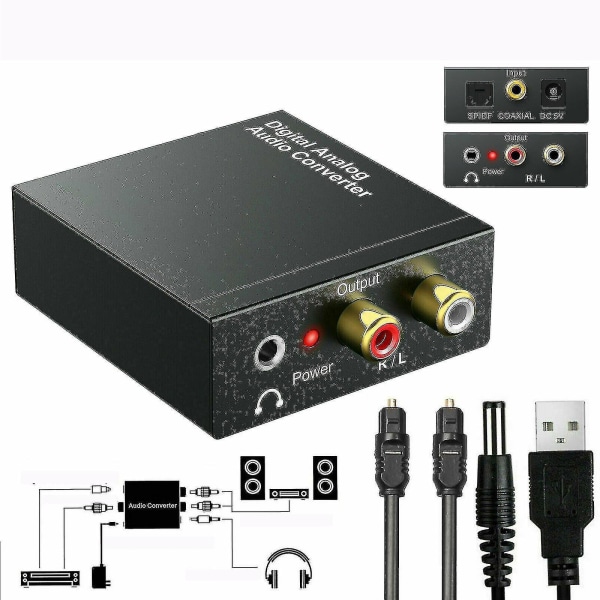 Digital Optisk Koaxial till Analog RCA Ljudkonverterare Adapter