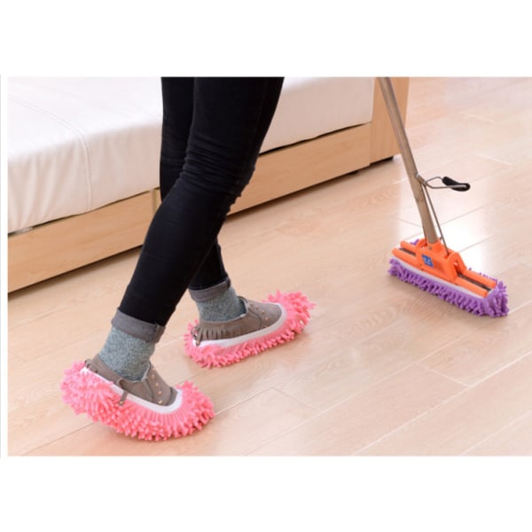 5 par avtagbara och tvättbara rengörings chenille skoöverdrag för att torka golvtofflor green