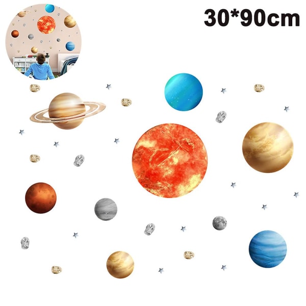 Space Planet Väggdekaler, Avtagbara Solar System Akvarell Space Vinyl Väggdekaler För Barn Barnkammare Sovrum Vardagsrum