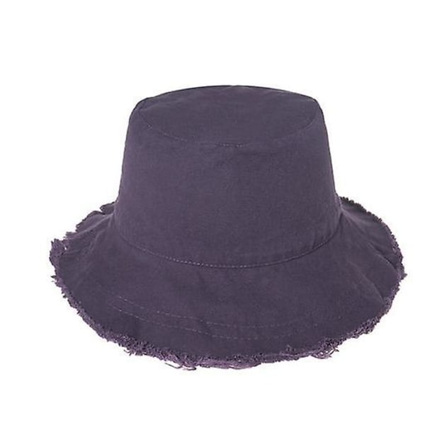 Solhatt dam sommar casual bredbrättad bomullshatt fiskare hatt strand semester purple