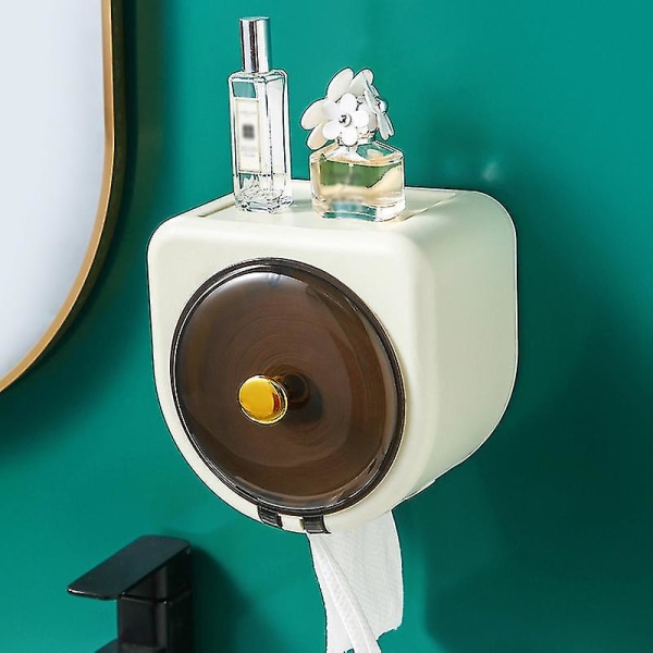 Vattentät toalettpappershållare Väggmonterad Punch Gratis pappersdispenser Förvaringslåda Badrum Kök
