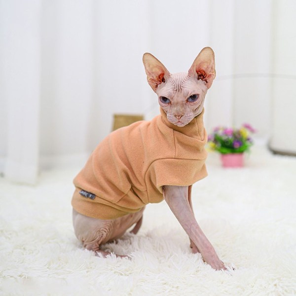 Katttröja, kaninplysch, ärmlösa kattkläder, varma vinterkläder för kattungar, kallsäsongskläder för katt eller valp pink L