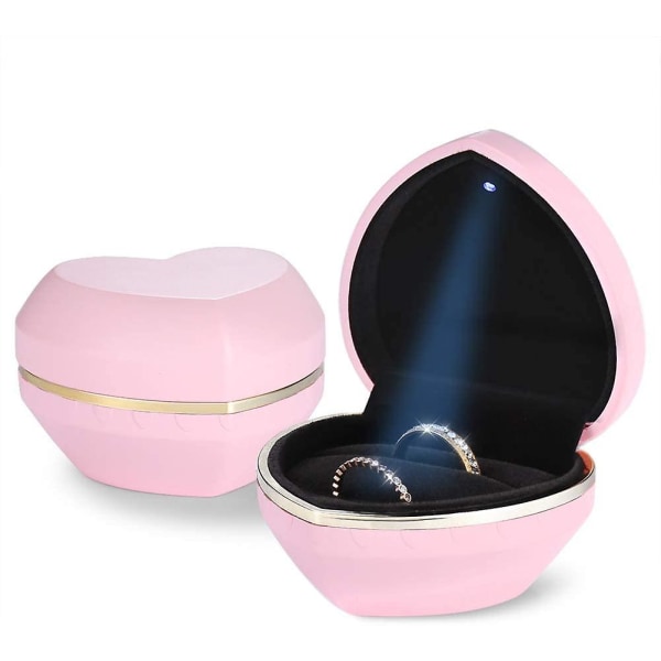 Hjärtformad smyckeskrin (par ringbox, ljusrosa) pink
