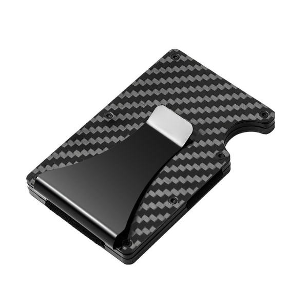 Män Rfid Blocking Slim Money Clip Kolfiber Kreditkortshållare Pocket Plånbok Clip black