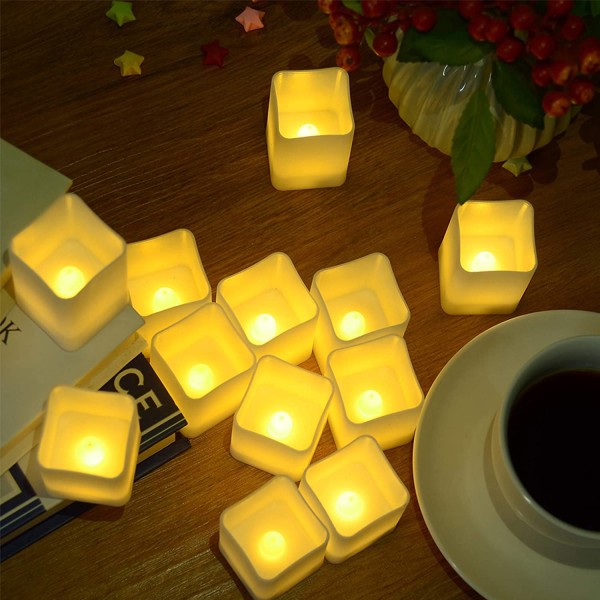 12-pack batteridrivet medium flamfritt flimrande LED-ljus för hem, bröllop, festival - varmvitt