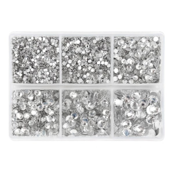 Nail Flat Bottom Diamond Super Flash Smycken Vit Liten Round Diamond Glas Water Diamond Nail Diamond