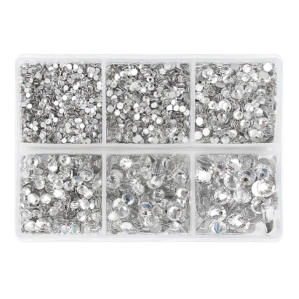 Spikplatt botten diamant super flash smycken vit liten rund diamant glas vatten diamant nagel diamant