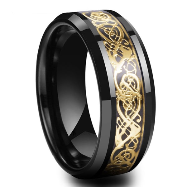 Ring i rostfritt stål med guld- och silverflake och drakflake Rostfritt stål Celtic Dragon Ringar för män 10