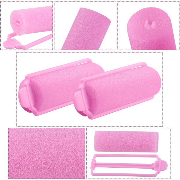 36 delar skumsvamphårrullar 20 mm Miniskumhårstylingrullare Flexibel svampprullare med förvaringsväska Mjukt sovande hår (rosa)