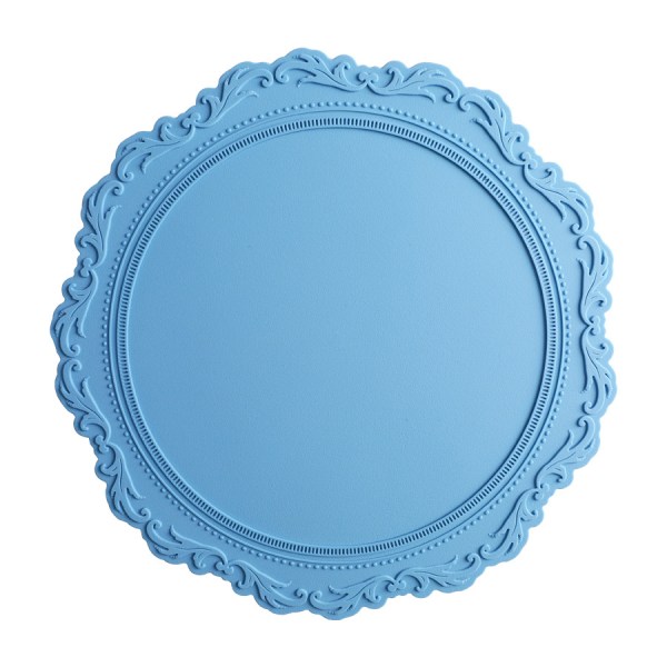 Måltidsmatta av silikon präglad värmeisoleringsmatta dekorativ förtjockad rund grytmatta blue