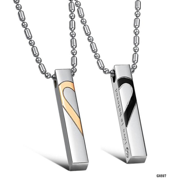 Titanium stål smycken Alla hjärtans present Kärlekspar Titan stål halsband