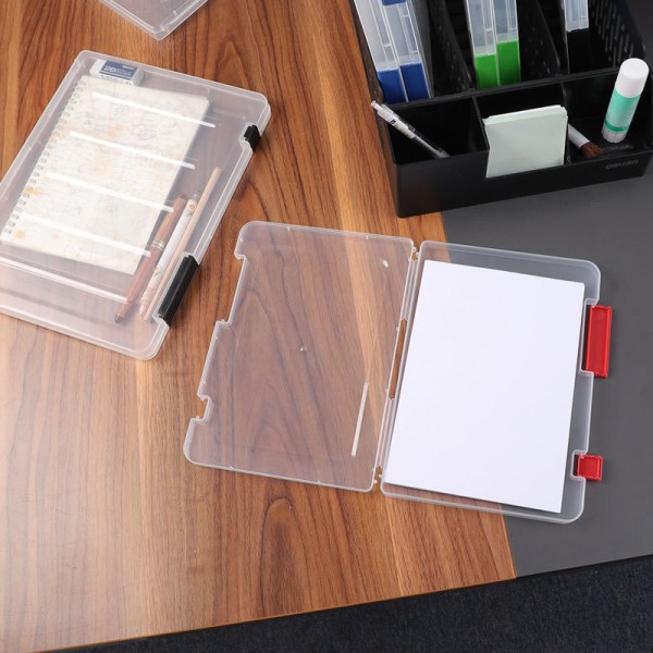 A4 filförvaringslåda Transparent plastfilbox Office Desk Pappersförvaringslåda black