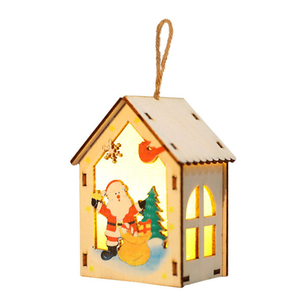 Jul litet hus träljus snö hus Julgran hänge dekoration rekvisita