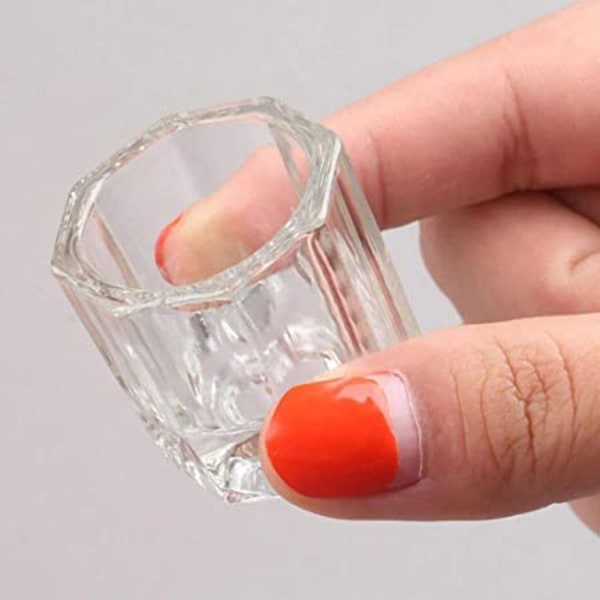 2 st Nagelkristallglasskålar med lock för blandning av flytande pulver