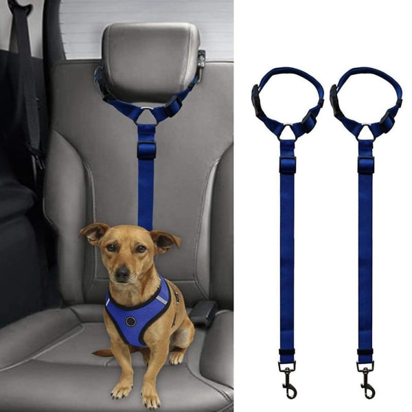 Bilhundssäkerhetsbälte [paket med 2] 19-27 tum justerbart hundbälte säkerhetssele för hundar/katter, nylon