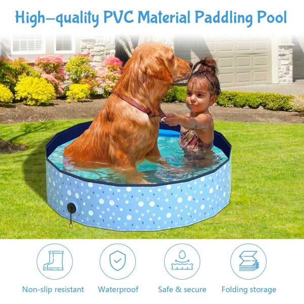 Hopfällbar hund som leker pool, husdjur som leker pool Bärbar PVC Stort badkar Antisladd inomhus utomhus, 120 x 30 cm