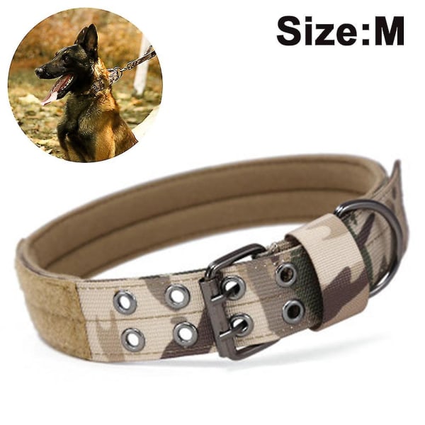 1st Taktisk Nylon Hundhalsband Stor Medium Hund Justerbar Storlek Halsbandskoppel Hundkoppel Hundkoppel camouflage