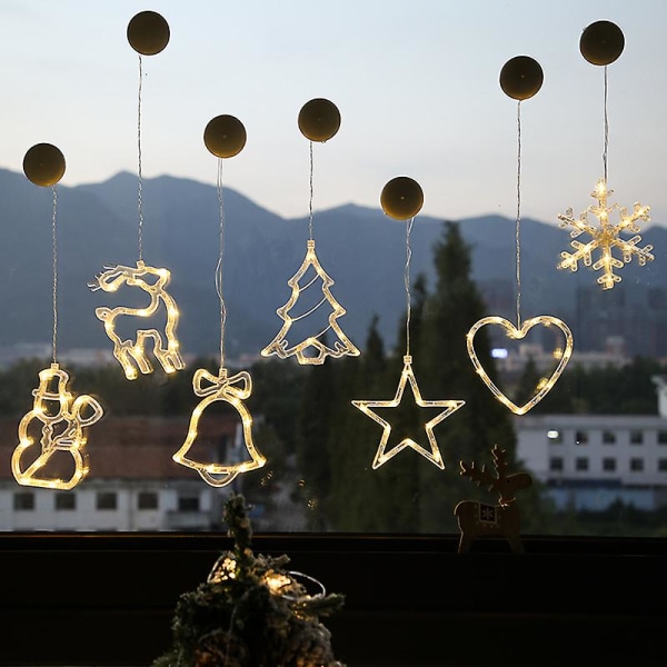 Julbelysning Led hängande fönsterljus med sugkopp Batteridrivet fönsterhängande dekor för inomhusbelysning Julfestdekoration