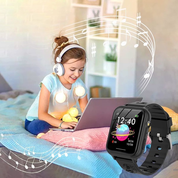 Smart watch för barn, smart watch för barn med musikspelare, stegräknare, matematikspel, sos-samtal, kamera, larm, inspelare, c
