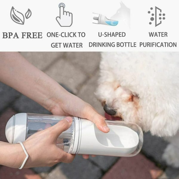 Resehundsvattenflaska Husdjursvattenflaska, bärbar vattendispenser för hundar, lätt vattenflaska för husdjur (rosa)