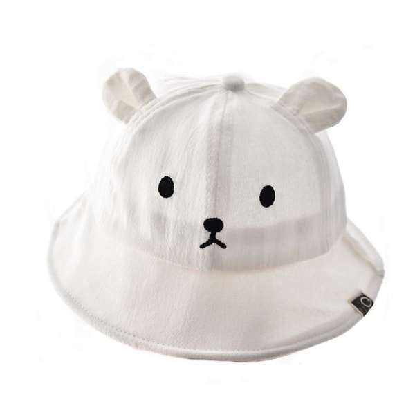 Söt Bear Kids Bucket Hat, Bomulls Bred Brett Bucket Hat, UV-skyddande hatt för småbarn Flickor Pojkar 0-2 år gamla