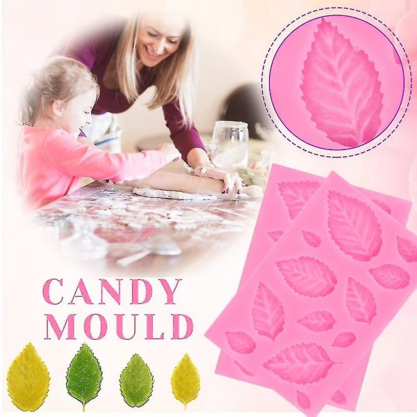 -rosa Blad Utsmyckning Silikonfondantform Mould Socker Form