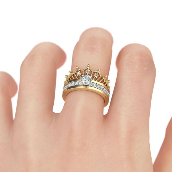 Enkel Split Crown Dam Ring Micro-set Zircon Two-Piece Two-in-One Ring 8