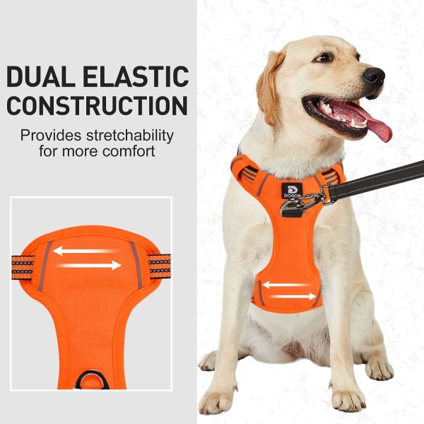 Hundkoppel, medelstor och stor hundväst Explosionssäker Rush Pet Sports Bröstsele, Orange, XL