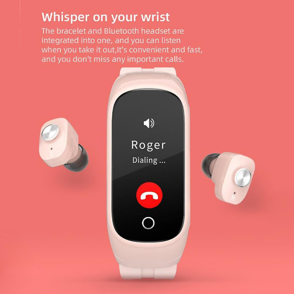 Smart Watch 2 In1 Multifunktionell trådlös Tws Bluetooth hörlurar Armband Fitness Tracker Armbandsheadset för män White