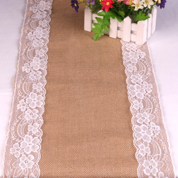 6 stycken linne bordslöpare spetsduk Julpyssel bröllopsdekoration bordslöpare linne 30*275cm