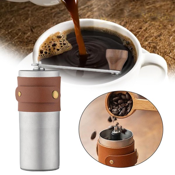 Rostfri manuell kaffekvarn Bärbar Mini Kryddmalning Kaffemaskin brown
