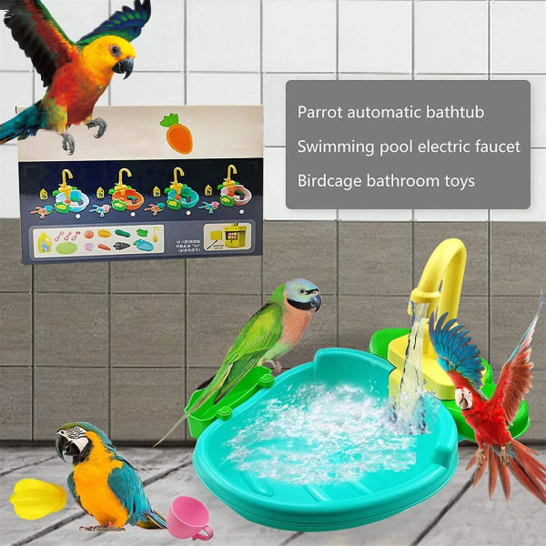 Fågelmatare Automatisk papegojabadkar Poolkran Papegojabadkar Dusch Vattendispenser Fågelbur Badrum Papegojleksak