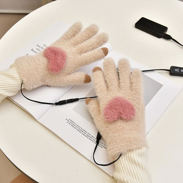 USB Kvinnor Uppvärmda Handskar Mjukt Material Fint utförande Handvärmare För inomhuskontorsarbete Skrivning