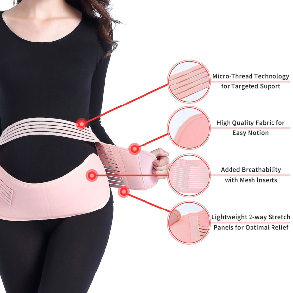 Graviditetsstödbälte Gravidbälte Mjukt Sträckbart Graviditetslyftstöd som andas XXL Storlek: Passar mage: 110-140 cm. pink