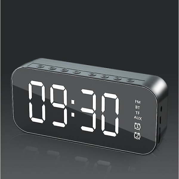 Trådlös bluetooth audio hem mini väckarklocka, portabel liten högtalare, LED digital väckarklocka black