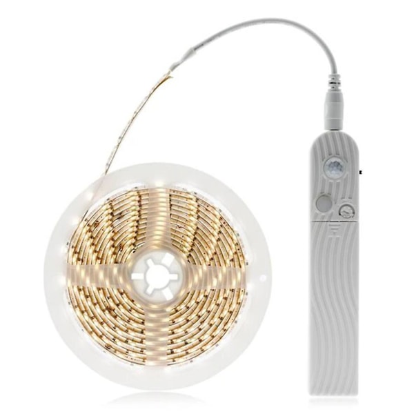 LED Underskåp Belysning Rörelsesensor Säng Trappa Garderob Lamp Tejp Vattentät 5V USB LED Garderob Warm White