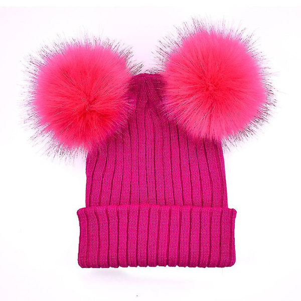 Dam Dubbel Pom Pom Bubble Cap Stickad Beanie Hat Warm Ski Outdoors